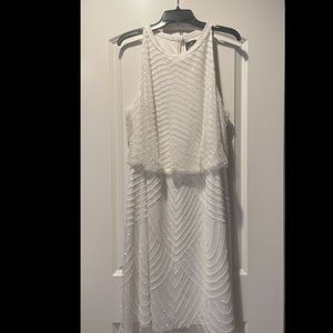Adrianna Papell beaded white halter dress 20W